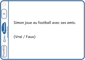 Répondre à des questions explicites sur un texte de 5 lignes vrai faux