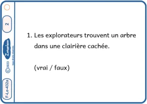Répondre à des questions explicites sur un texte de 15 lignes vrai faux